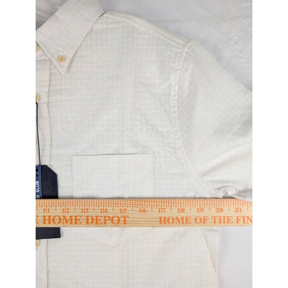 Ben Sherman Shirt Mens Small Short Sleeve Textured Slub in Stone 100% Cotton - Picture 6 of 10